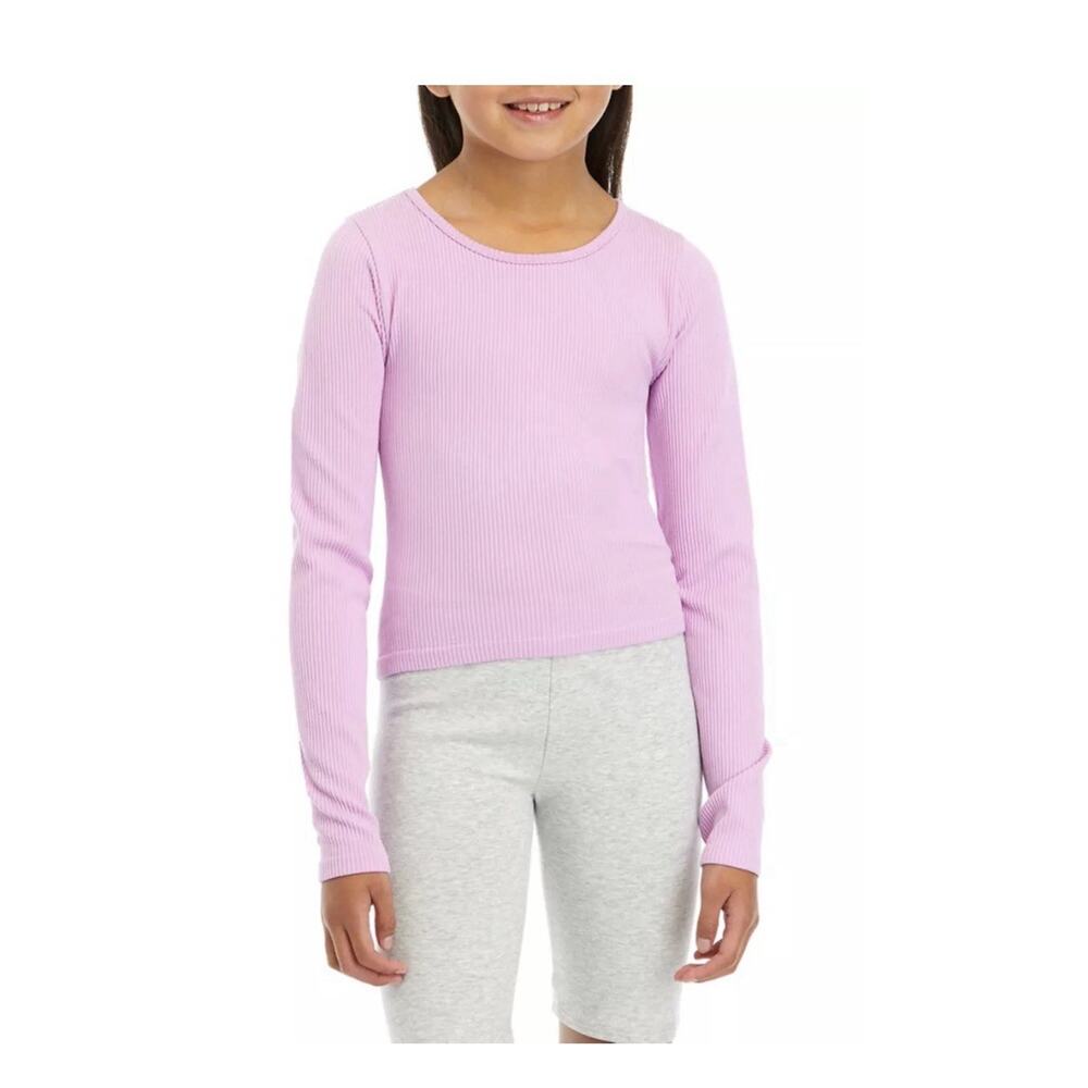Pink Republic Purple Scoop Neck Seamless Girls Long Sleeve Tee Top Size L 14